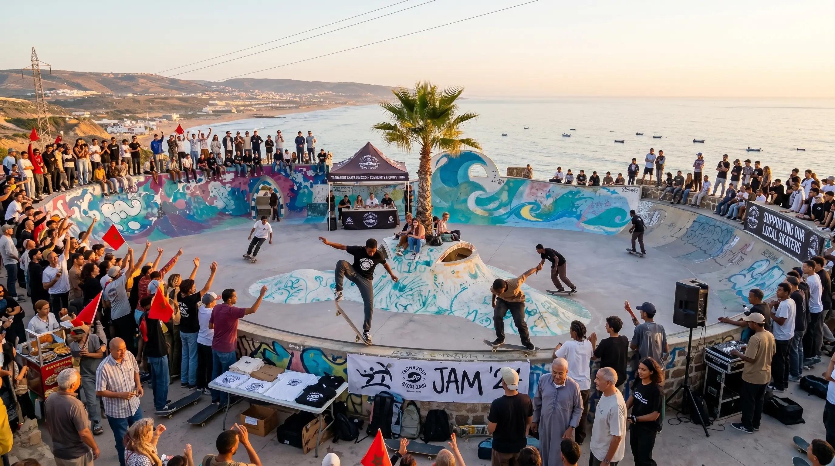 Skateurs locaux participant à un événement communautaire